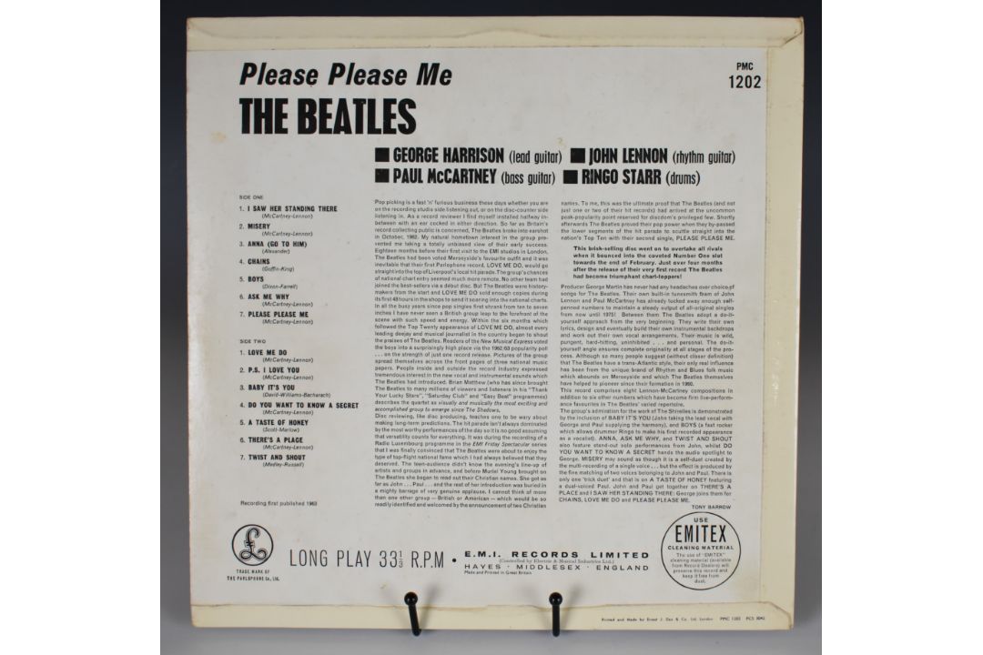 Black and gold label very first press of The Beatles Please Please Me (PMC 1202) with Dick James - Image 2 of 7