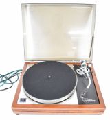 Linn Sondek LP12 record player/turntable, with SME 3009 tonearm, cartridge and smoked black lid.