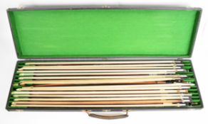 A collection of sixteen violin bows to include Pfretzschner and Torte examples, housed in a fitted