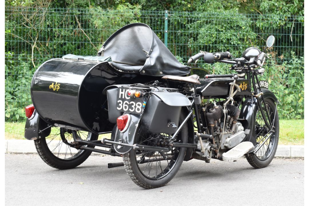 1924 AJS model D 799cc sidevalve V twin motorcycle and sidecar combination - Image 5 of 30