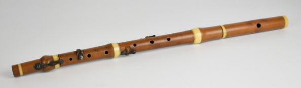 Goulding D'Almaine, Potter & Co (1810-1823) wooden flute with metal keys and ivory collars, length