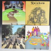 Eight Rock LPs. 2 x Beatles, Yellow Submarine and Abbey Road (Canadian press), Rainbow, Lynyrd