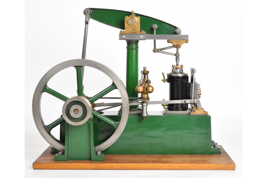 Stuart beam live steam engine with twin cylinder drain cocks, dummy flyball governor and driving - Image 2 of 17