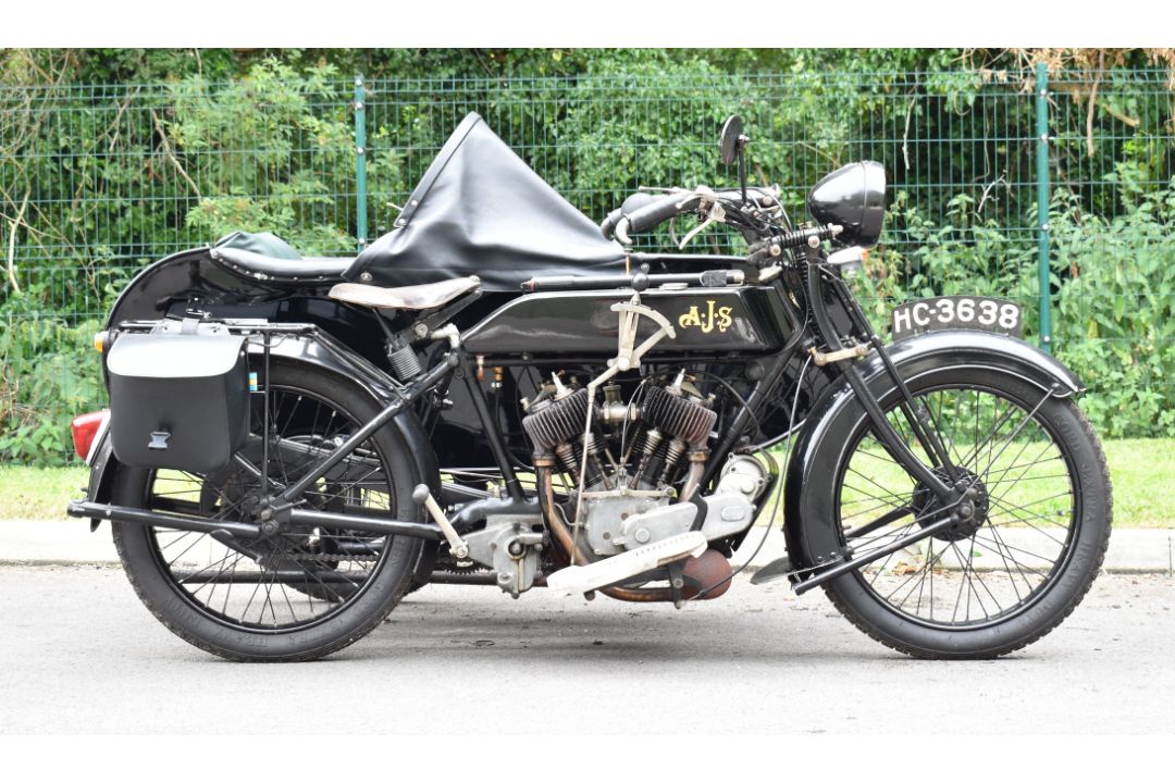 1924 AJS model D 799cc sidevalve V twin motorcycle and sidecar combination - Image 4 of 30