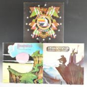 Three Hawkwind Space Rock LPs. Warrior On The Edge Of Time with fold out cover forming a shield,