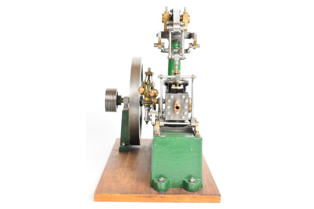 Stuart beam live steam engine with twin cylinder drain cocks, dummy flyball governor and driving - Image 6 of 17