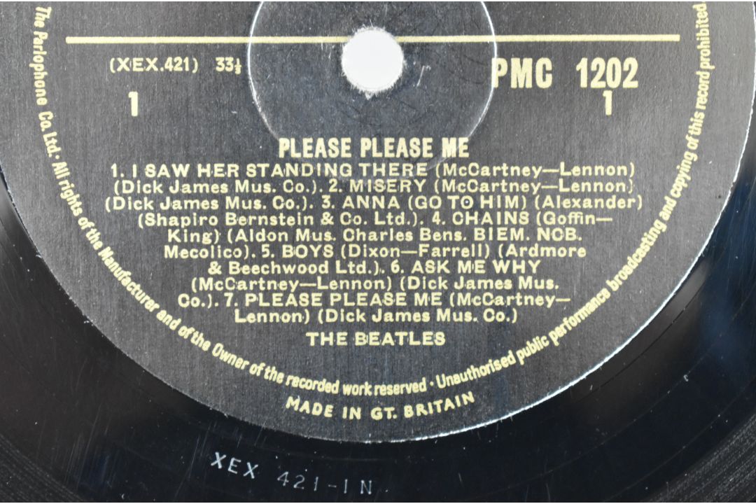 Black and gold label very first press of The Beatles Please Please Me (PMC 1202) with Dick James - Image 4 of 7