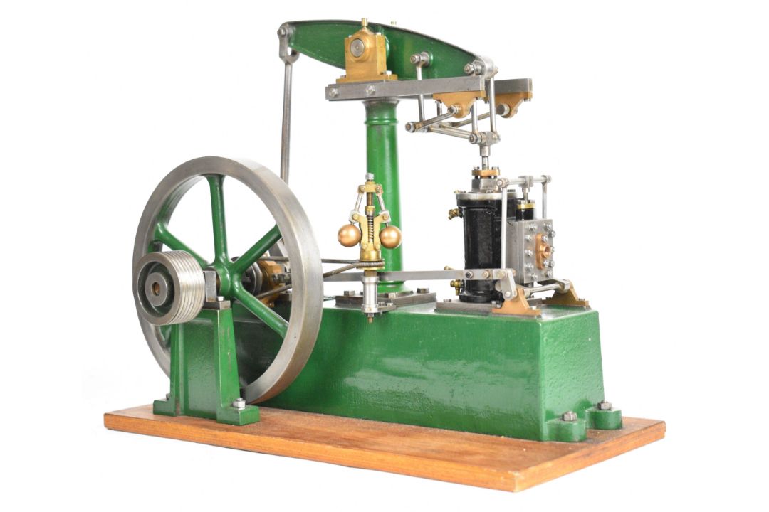 Stuart beam live steam engine with twin cylinder drain cocks, dummy flyball governor and driving - Image 7 of 17