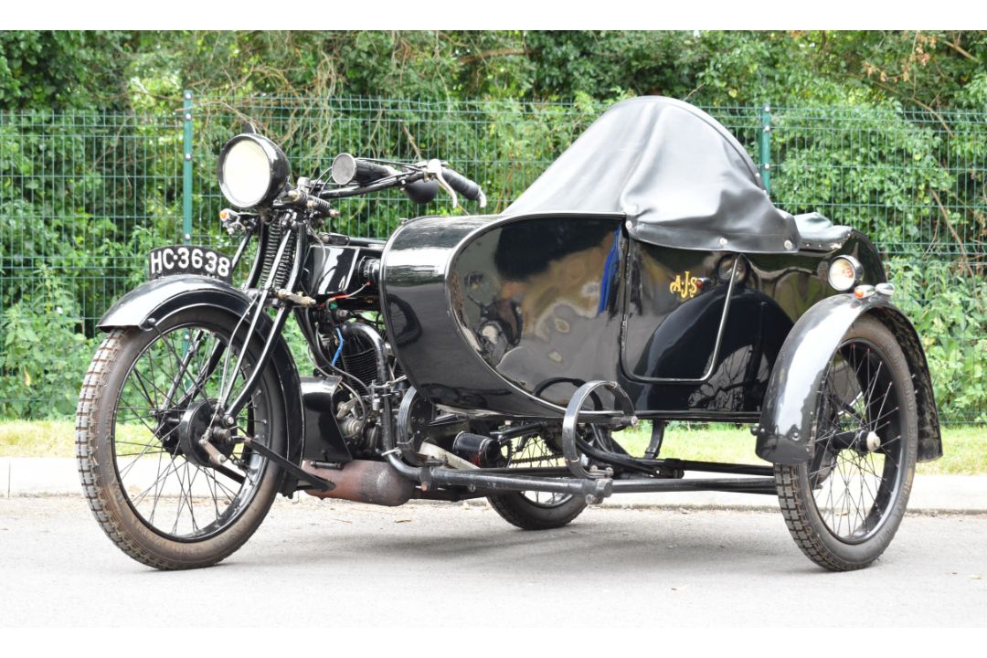 1924 AJS model D 799cc sidevalve V twin motorcycle and sidecar combination - Image 9 of 30