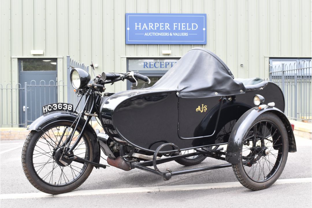 1924 AJS model D 799cc sidevalve V twin motorcycle and sidecar combination - Image 3 of 30
