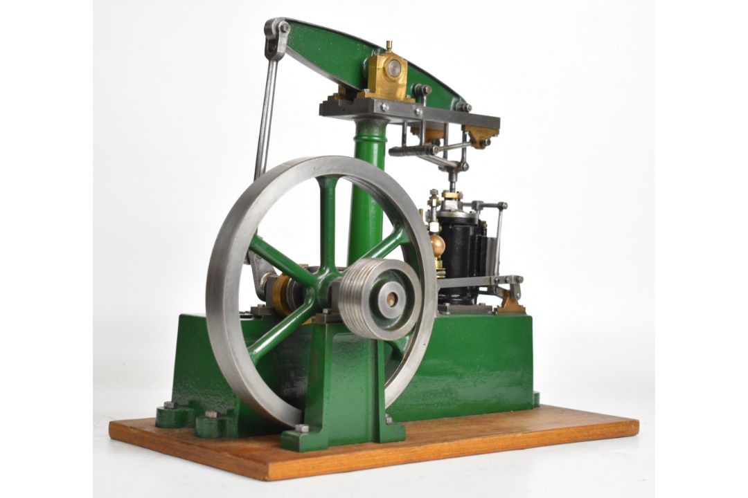 Stuart beam live steam engine with twin cylinder drain cocks, dummy flyball governor and driving - Image 1 of 17