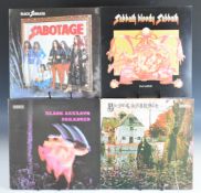 Six Black Sabbath LPs. Sabotage, Paranoid, Sabbath Bloody Sabbath, Master of Reality, Self