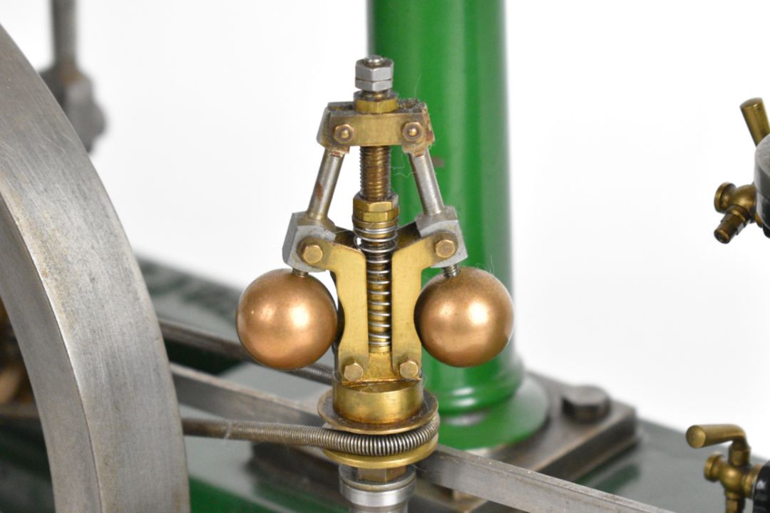 Stuart beam live steam engine with twin cylinder drain cocks, dummy flyball governor and driving - Image 8 of 17