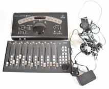 Home studio recording equipment comprising Behringer Xenyx and Icon Platform M+controllers, both
