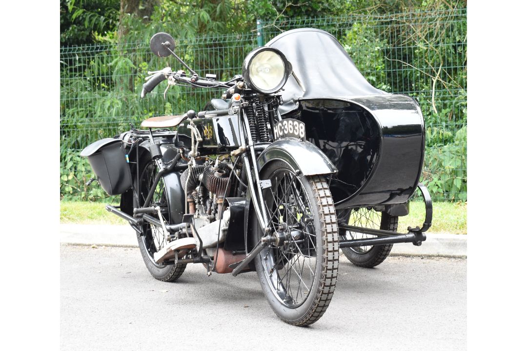 1924 AJS model D 799cc sidevalve V twin motorcycle and sidecar combination - Image 2 of 30