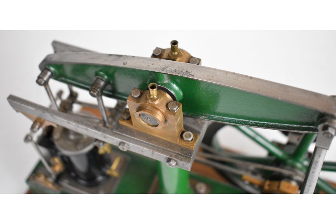 Stuart beam live steam engine with twin cylinder drain cocks, dummy flyball governor and driving - Image 17 of 17