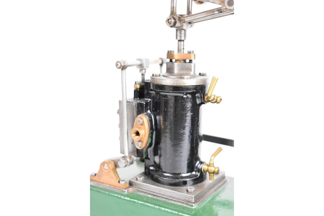 Stuart beam live steam engine with twin cylinder drain cocks, dummy flyball governor and driving - Image 16 of 17