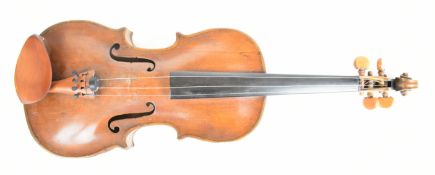 Late 19th or early 20th century German violin with 36cm single piece back, overall length 58.5cm