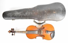 French Vosges School violin with spurious label for Ch. J.B. Collin-Mezin, 36cm single piece back,