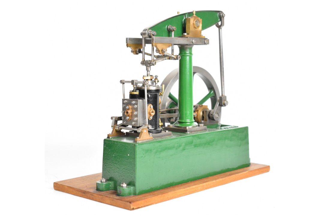 Stuart beam live steam engine with twin cylinder drain cocks, dummy flyball governor and driving - Image 5 of 17
