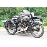 1924 AJS model D 799cc sidevalve V twin motorcycle and sidecar combination