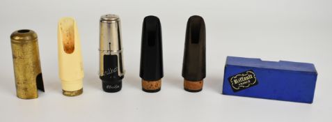 Four vintage saxophone mouthpieces to include Brilhart Tonalin 5 and Ebolin 4