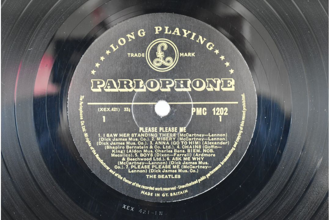 Black and gold label very first press of The Beatles Please Please Me (PMC 1202) with Dick James - Image 3 of 7