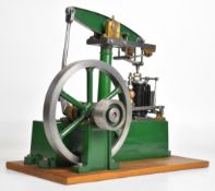 Stuart beam live steam engine with twin cylinder drain cocks, dummy flyball governor and driving