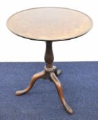 19thC mahogany circular tray top table raised on a tripod base, diameter 61 x height 73cm