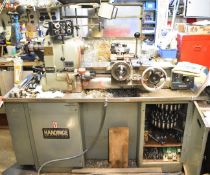 Hardinge HC3 toolroom lathe together with three jaw chuck, collets and tool holders The following