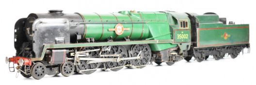 Gauge 1 coal fired live steam Bulleid Merchant Navy 4-6-2 tender locomotive built by the late