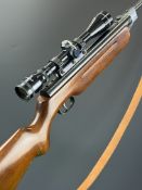 Weihrauch HW35 .22 air rifle with semi-pistol grip, adjustable trigger, leather sling and Tasco 4x40