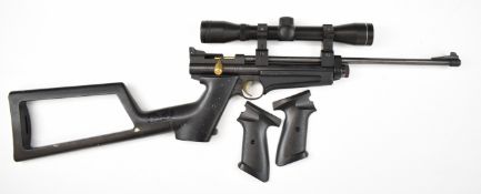 Crosman 2250B .22 CO2 air rifle with composite skeleton stock, additional composite pistol grips and