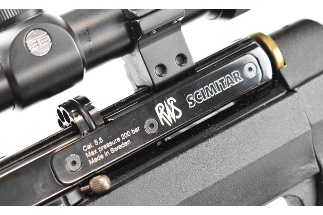 RWS Scimitar .22 PCP air rifle with composite stock, textured pistol grip, sound moderator, 8-shot - Image 12 of 14