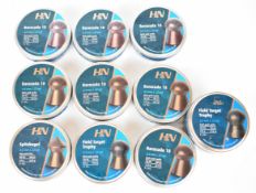 Ten sealed tins of .22 H&N Field Target Trophy, Baracuda 18 and Spitzkugel air rifle or pistol