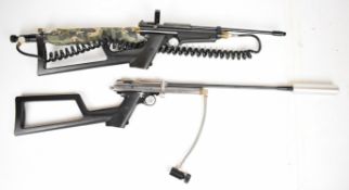 Two modified Crosman 2205B air rifles each converted to PCP and with composite skeleton stocks.
