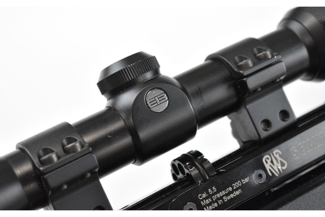 RWS Scimitar .22 PCP air rifle with composite stock, textured pistol grip, sound moderator, 8-shot - Image 13 of 14