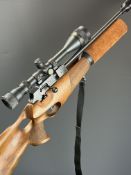 Theoben Rapid Mk II .22 air rifle with Gary Cane stock, textured thumb-hole grip and forend,