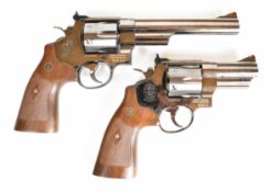 Two Umarex Smith & Wesson M29 .177 CO2 air pistols / revolvers, each with monogrammed and