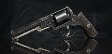 White & Bates Webley Bentley 80 bore five-shot semi-hammerless percussion revolver with engraved