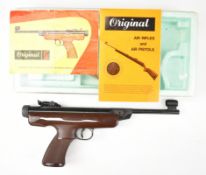 Original Model  .22 target air pistol with shaped and chequered grips and adjustable sights and