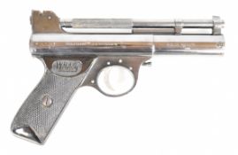 Webley Mark 1 .22 air pistol with named and chequered grips and adjustable sights and trigger,