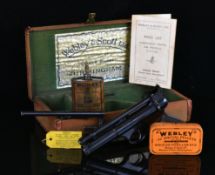 Webley Senior 'New Model Slant Grip' .22 air pistol with chequered Bakelite grips and adjustable