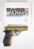 Swiss Arms P84 .177 CO2 air pistol with composite grips, multi-shot magazine and fixed sights,