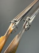 A composed pair of E Whitehouse of Melton Mowbray 12 bore side by side hammer action ejector
