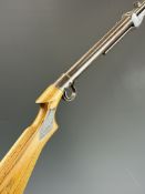 BSA Standard .22 under-lever air rifle with named and chequered semi-pistol grip and adjustable