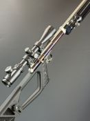 Custom Crosman style .22 PCP air rifle with composite skeleton stock and Excelvan 3-9x40 EG scope,
