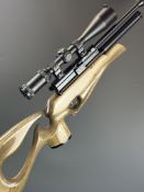 BSA Ultra SE .177 PCP carbine air rifle with laminate show wood stock, thumb-hole grip, raised cheek