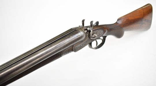 R Watson 16 bore side by side hammer action shotgun with named and ...