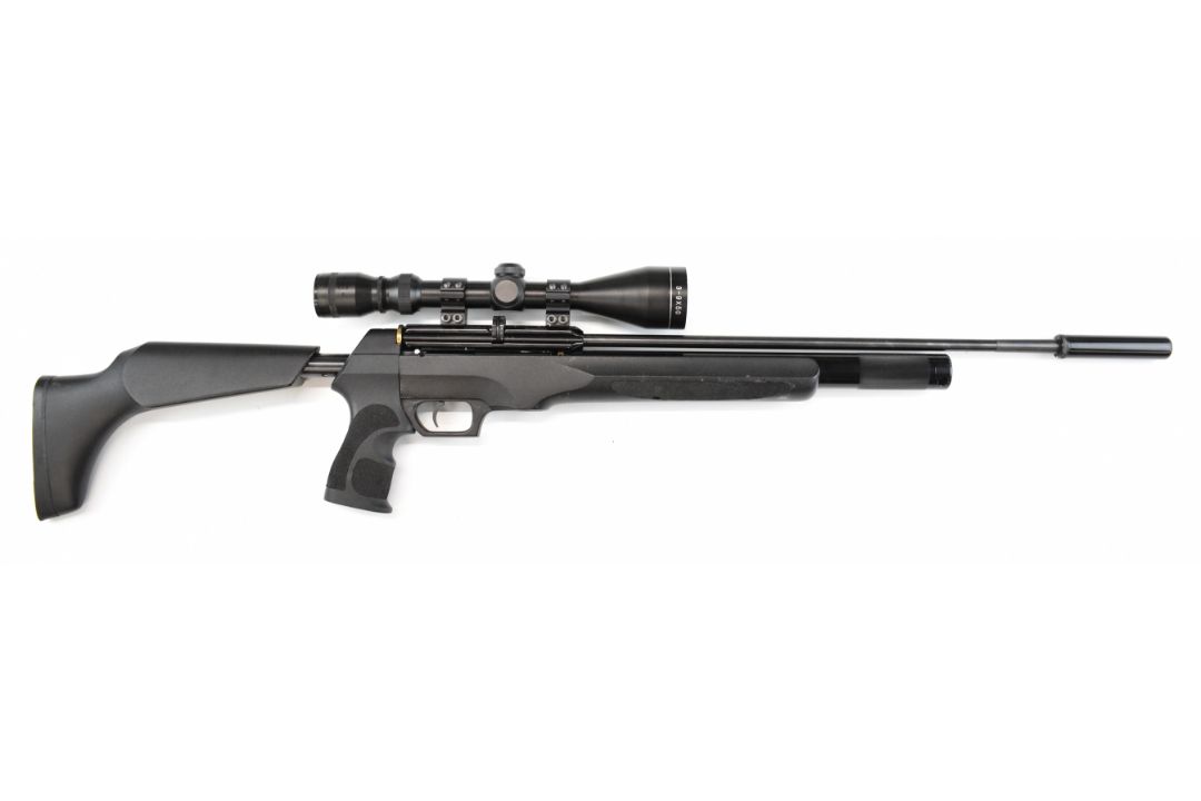 RWS Scimitar .22 PCP air rifle with composite stock, textured pistol grip, sound moderator, 8-shot - Image 2 of 14
